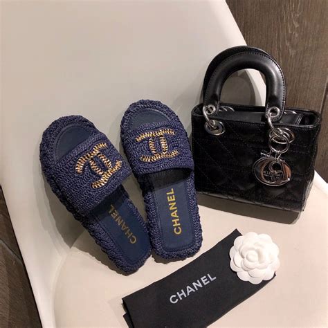 chanel slippers blue|chanel slippers for women.